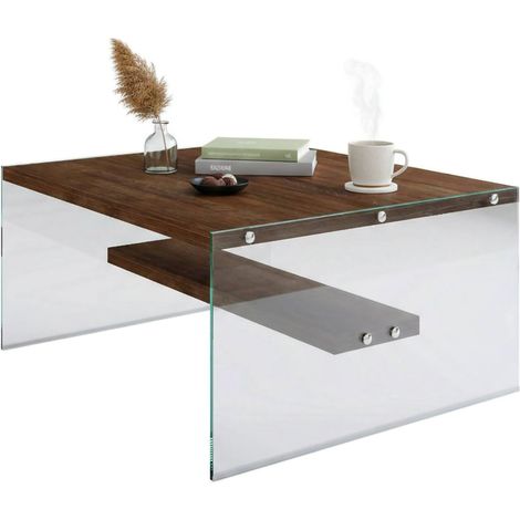 Dmora - Wohnzimmertisch Alphara, Niedriger Wohnzimmertisch, Kaffeeregal, Couchtisch für Sofa, 75x75h40 cm, Nussbaum, mit verstärkter Verpackung
