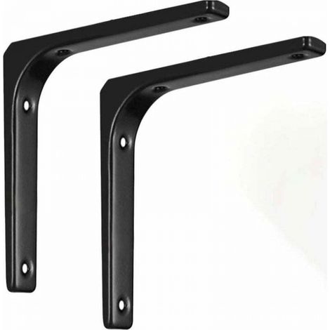 2PCS Console pour étagère forme de L, 150x125mm, Noir (1/5)
