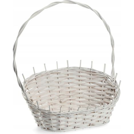 KADAX Geschenkkorb, Weidenkorb, Henkelkorb, Weiß, Mittel