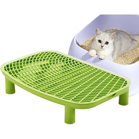 Bac à litière pour chat - Double couche - Rampe pour chat - Espace de rangement - Pour appartement, chambre à coucher, salle d'étude