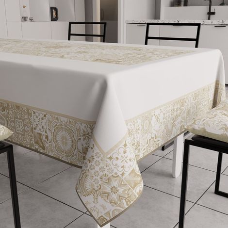 Nappe, Nappe de Table, Nappe Rectangulaire, Nappe Anti-Taches, 140x180 cm, Beige (1/5)