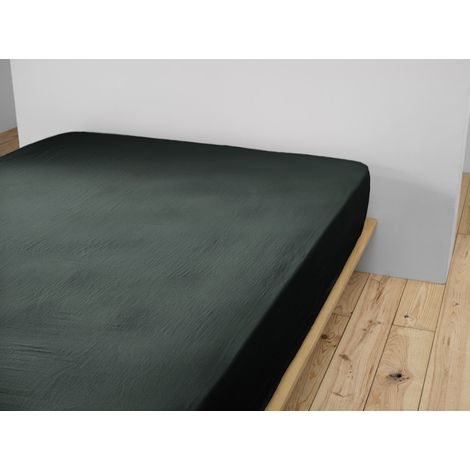Drap housse "Gaïa" toutes dimensions "Gaze de Coton" l'Effet Papillon - Gaia Sapin - 90 x 190 cm bonnet de 30 cm