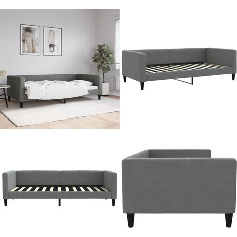 Lit de repos gris foncé 100x200 cm tissu - Canapé - Lit de jour (1/5)