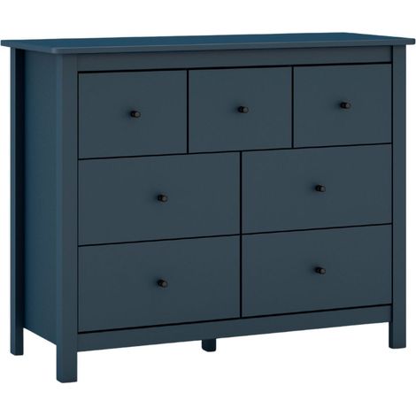 Commode 7 tiroirs en pin massif laqué bleu marine - MYSIA (1/5)