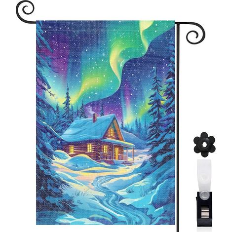 Drapeau de jardin vertical décoration extérieure toile résistante double face 30 x 45 cm pour jardin maison (1/5)