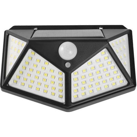 Applique murale solaire extérieure à 100 LED avec détecteur de mouvement et étanche (1/5)