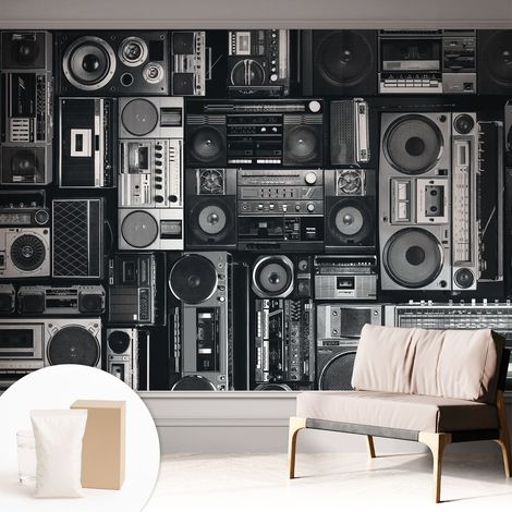 Papier peint intissé avec imprimé installation simple qualité excellente sans désordre - Colle incluse gratuite Radio rétro 312x219 cm (1/5)