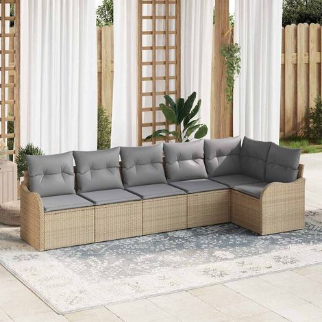 Gartensofa-set 6 pcs Beige Poly-Rattan