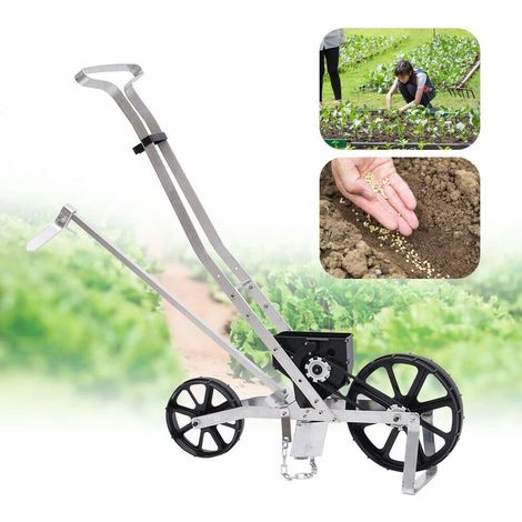 Gojoy – Semoir à graines manuel en aluminium – Planteur de précision pour maïs, légumes et fines herbes – Outil de jardinage 63,5 cm