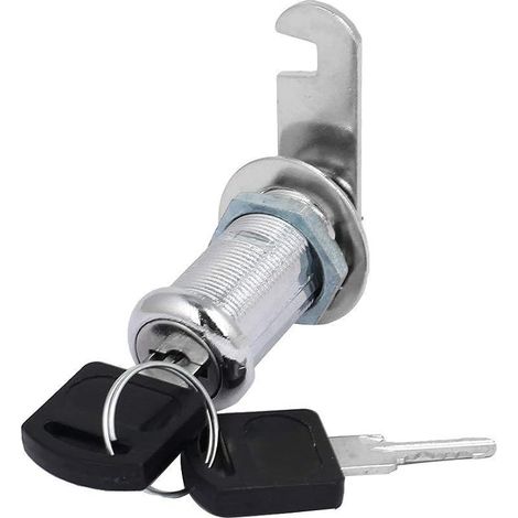 Furniture Lock, Rotating Tongue Lock with 2 Keys for Mailbox, Drawer, Silver (1/4)