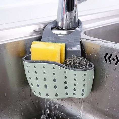 1 pc. multifunctional silicone sponge rack with adjustable strap - organize sponges, kitchen utensils and more (1/5)