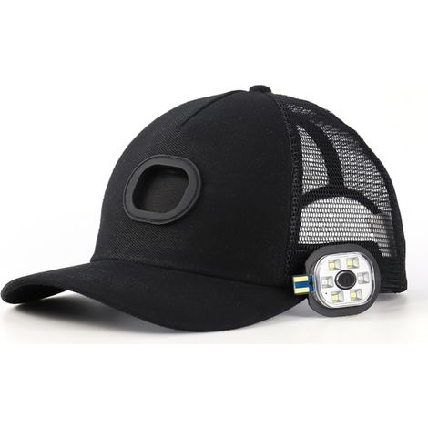Casquette de baseball LED rechargeable avec lampe frontale, chapeau d'été respirant et ajustable pour la pêche, le golf, l'alpinisme, le jogging et le camping (1/5)