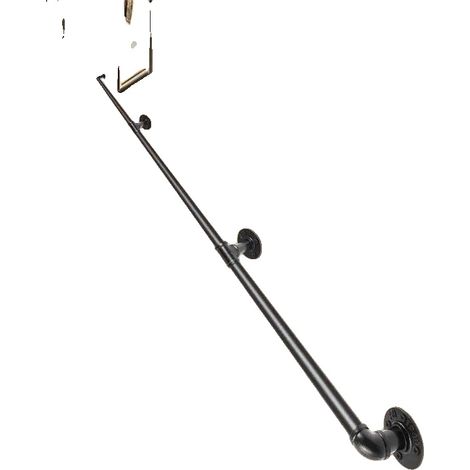 Treppenhandlauf, Kohlenstoffstahl, 2,7 m Länge, 32 mm Rohrdurchmesser, 200 kg Tragfähigkeit, 4 Wandhalterungen (1/5)