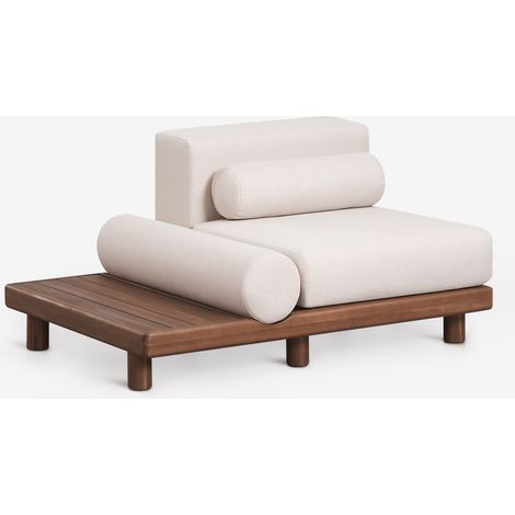 Módulo central con mesa auxiliar para sofá modular de jardín en acacia Edrien SKLUM (1/5)