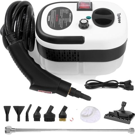 Limpiador a vapor, 2500 W de potencia, calentamiento rápido, BLANCO (1/2)