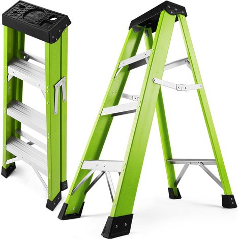 Échelle 3 marches double face en fibre de verre, isolante, charge 150 kg, verte (1/5)