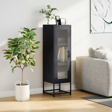 Meuble de Rangement Haut en Acier Laminé à Froid, 36x39x123 cm, Buffet de Cuisine Gris Foncé avec Portes, Armoire de Stockage Robuste pour Salon et Salle à Manger (1/5)
