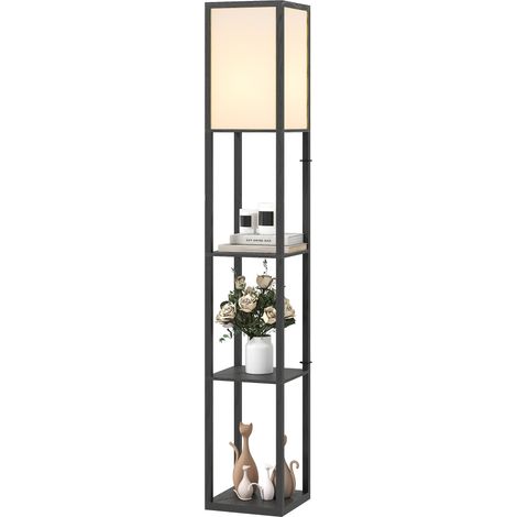 Floor Lamp  Shelves, 3 Layer Column Modern Standing Lamp for Living Room, Bedroom, Office, Bulb not Included, Black (1/5)