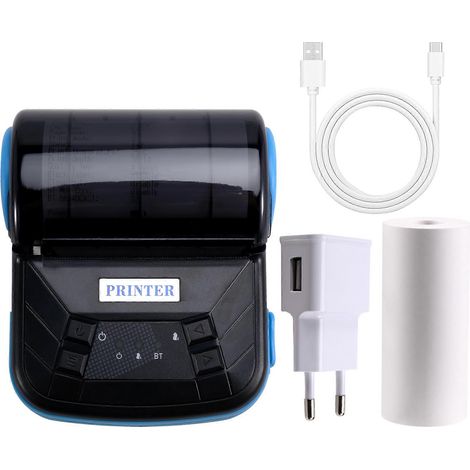 Mini imprimante thermique 80 mm, design élégant et léger, sans encre, compatible Android, iOS et Windows (prise UE). (1/5)