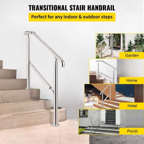 Rampe d'Escalier en Acier 4 à 5 Marches Rampe Escalier Inox Argent Garde Corps Escalier en Inox Angle Réglable de 0-45° Rampe Inox pour Escalier Rail Réglable pour Jardin Extérieur et Intérieur (1/5)