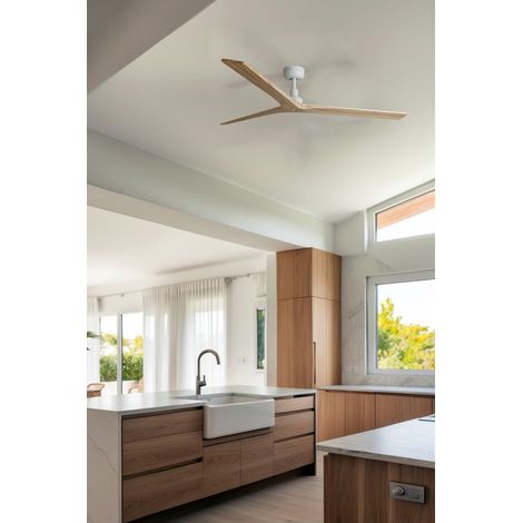 KLIM L Ventilatore da soffitto bianco/pino TUYA (1/4)