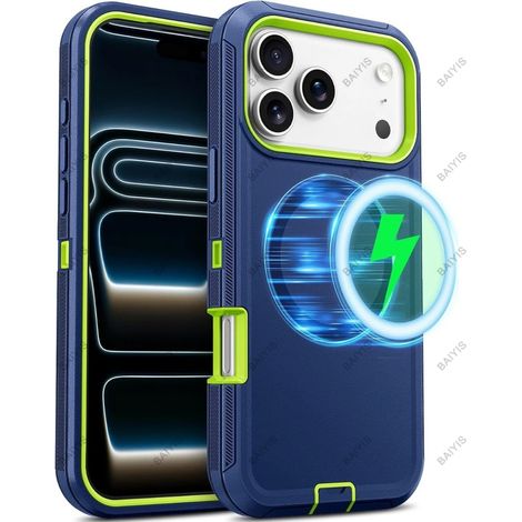 (Turquoise, iPhone 18 Pro Max) Étui de protection antichoc, compatible avec la recharge sans fil magnétique Magesafe. (1/5)