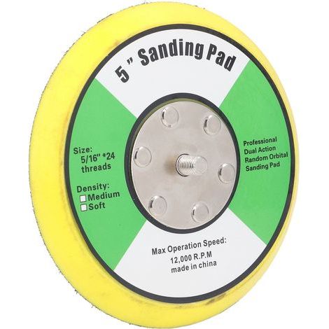 PU-Stützteller mit Klettverschluss für Druckluftschleifer/Poliermaschine, 5-Zoll-Pad, 5/16x24-Gewinde, 12000 U/min, ideal zum Schleifen und Polieren (1/5)