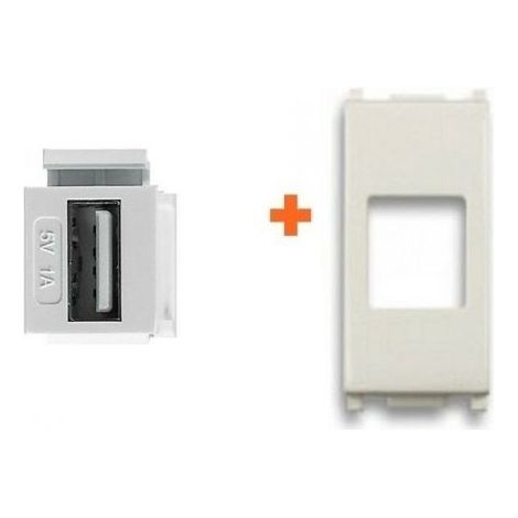 Intellinet Keystone caricatore USB 5V 1A  compatibile Vimar Plana bianca