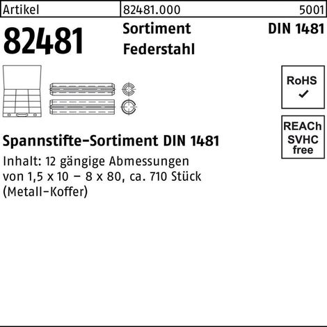 Spannstiftsortiment DIN 1481 710tlg. Federstahl 1 Stück (1/2)