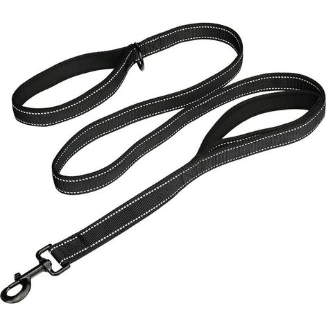 Grande laisse pour chien, 1,5 m Double poignées Laisse pour chien en nylon robuste et robuste avec 2 poignées rembourrées (1/4)