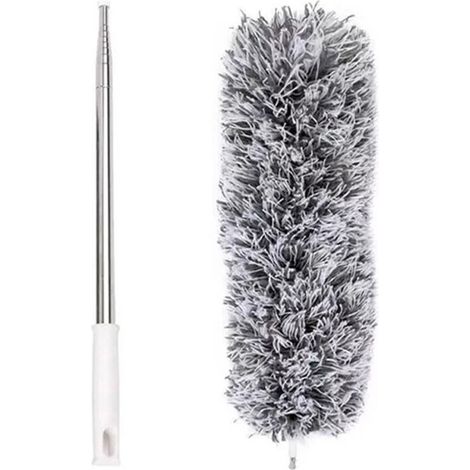 Tige extensible en microfibre pour dépoussiérer, conception longue, résistante aux rayures, lavable, convient pour les ventilateurs de plafond, les stores, les toiles d'araignée, etc. (gris) 1 pièce (1/5)