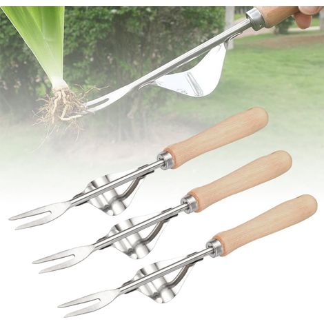 SHINING HOUSEJardinière Manuelle, 2024 Désherbeur Manuel Outil Gouge de Désherbage en Acier Jardinage Arrache Pissenlit Inoxydable avec poignée Bois Pelle，32cm (3pcs)