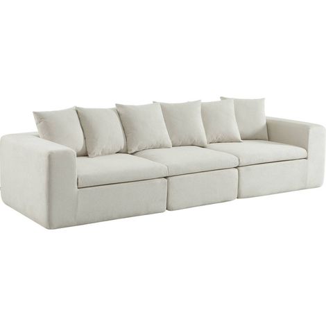 sweeek - Modulares 4-Sitzer Sofa mit Chenille-Bezug, Chenille, Weiß (1/5)