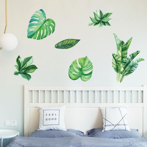Stickers muraux végétaux verts pour chambre, véranda, mur TV (1/3)