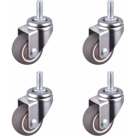 QORVA-TPE roulette silencieuse roue plate roue universelle 4pcs 1 pouce vis universelle M6 15mm