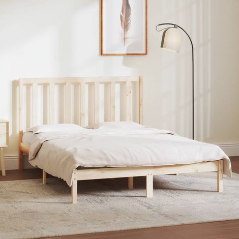 Cadre de lit sans matelas 135x190 cm bois de pin massif (1/4)