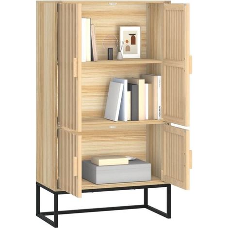 Buffet de Salle à Manger en Bois d'Ingénierie, Meuble de Rangement Haut 125 cm Largeur 70 cm Profondeur 35 cm, Armoire de Cuisine avec Portes pour Salon et Entrée (1/5)