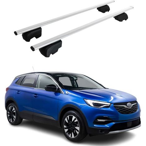 OMAC Barres de toit pour Opel Grandland / Grandland X 2017-2025 – City Crash tested – ISO PAS 11154:2006 – Antivol inclus – Charge max 75 kg – 2 barres Argent (1/4)