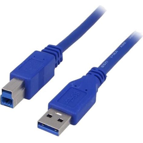 Cable- USB 3.0- USB A prise.USB B prise- nickele- 1.8m- bleu