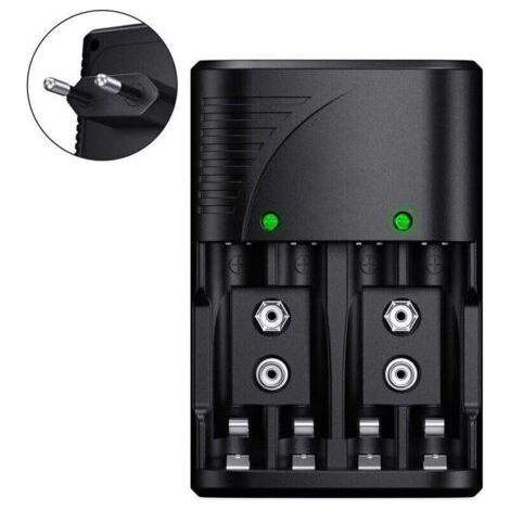 QORVA-Universel Chargeur de Piles AA/AAA/9V, Rapide Chargeur 6802 pour AA/AAA NI-MH ou 9V Piles Rechargeables avec Indicateur LED, 100-240V Tension Mondiale, Ensoleillé (1/3)