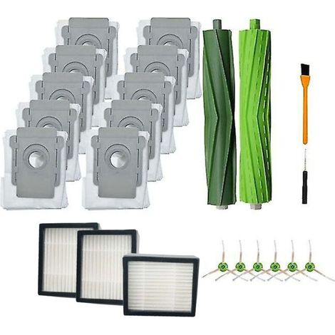 10 paquets de sacs sous vide pour Irobot Roomba I7 I7+/plus S9+ (9550) et 1 brosse à rouleau, brosse latérale, filtre - vis (1/5)
