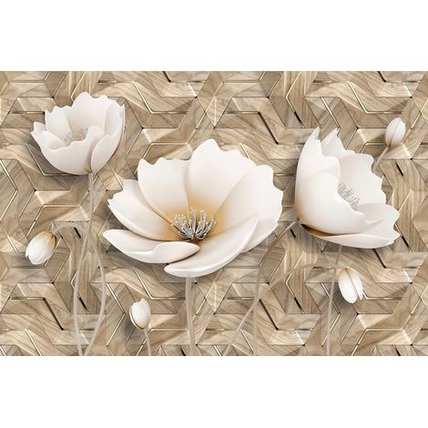 Papier peint panoramique - Fleurs 3D - 260 cm x 173 cm (1/2)