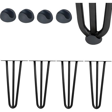 Melko Hairpin Leg 4 Stück 40CM Stützfuß Schwarz Tischkufe Möbelfuß Haarnadelbeine 