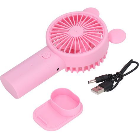 Portable plastic fan, USB battery, dual drive, mini desk with built-in lithium battery for summer, pink (1/5)