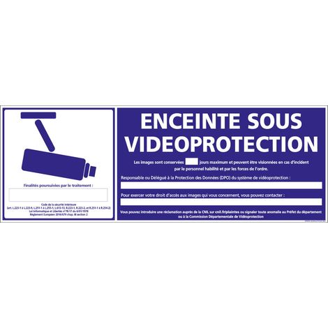 Panneau ENCEINTE SOUS VIDEO PROTECTION (G0858-LOI-B-NEW) - Plastique PVC 1,5 mm - 210 x 75 mm