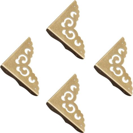 CCYKXAA Lot de 4 protections d'angle en laiton antique, coins décoratifs en métal, pour boîte en bois, boîte à bijoux, boîte cadeau, bureau (1/3)