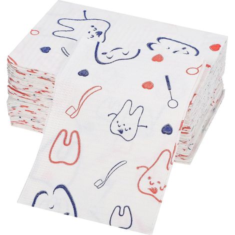 Lot de 80 Bavoirs Dentaires Jetables Rouge 33x45 Cm Double Couche Papier et Film, Bavoirs Patients Mignons pour Protection Large en Cabinet (1/5)