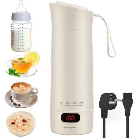 Petite Bouilloire de Voyage, 400 ml Mini Bouilloire de Voyage Portable avec 4 Réglages de Température, Écran LED, 300 W, Bouilloire à Chauffage Rapide pour Thé, Café, Lait pour Bébé (1/5)