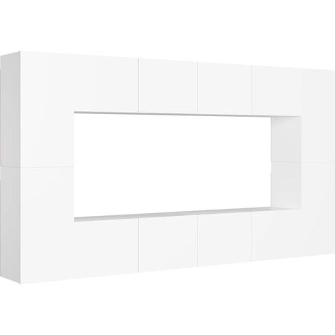 Conjunto de muebles de 8 piezas que incluye armario aparador mueble de TV televisión para salón dormitorio salón madera de ingeniería blanca 020025222