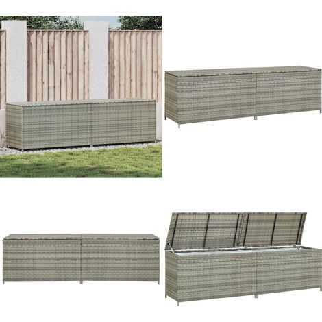 Baule da Giardino in Polyrattan 200x50x60 cm Grigio - Polyrattan - Casapanca
